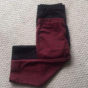 LOFT Marisa Fit Pants, Black and Maroon - Size 12